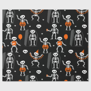 Papel De Regalo fiesta de cumpleaños de halloween esqueleto ataúd 
