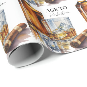 Papel De Regalo Fiesta de Cumpleaños de Hombres con Whisky y Cigar