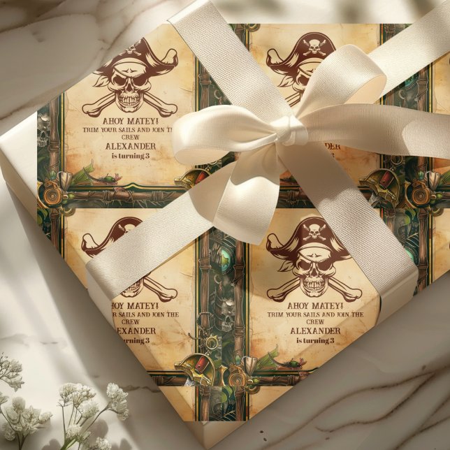Papel De Regalo Fiesta de cumpleaños de Jolly Roger Pirate (Subido por el creador)