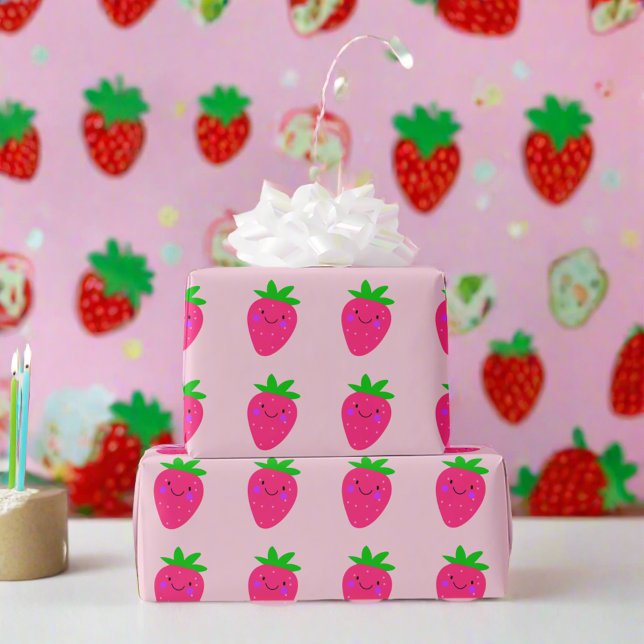 Papel De Regalo Fiesta de cumpleaños de las fresas rosadas de los  (Subido por el creador)