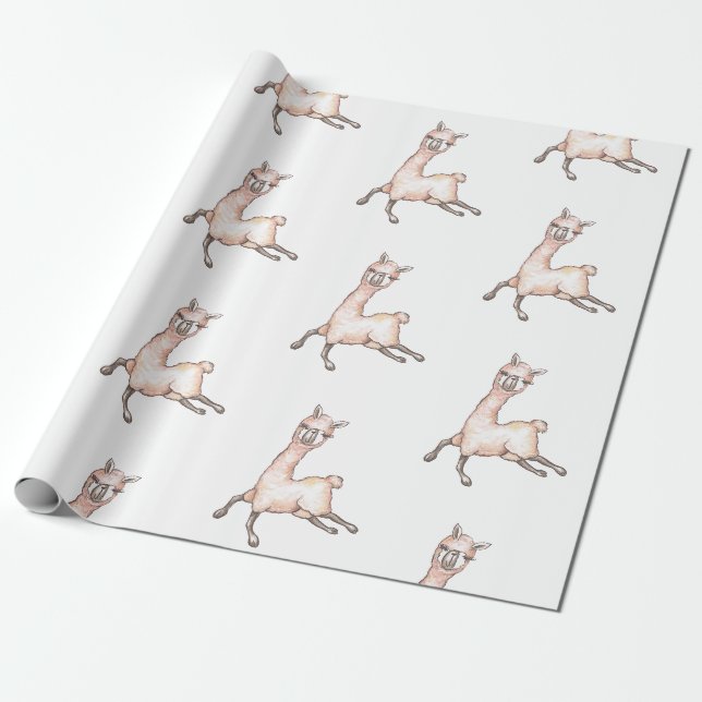 Papel De Regalo Fiesta de Cumpleaños de Llama Kids (Desenrollado)