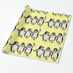Papel De Regalo Fiesta de cumpleaños de los pingüinos bailarines f