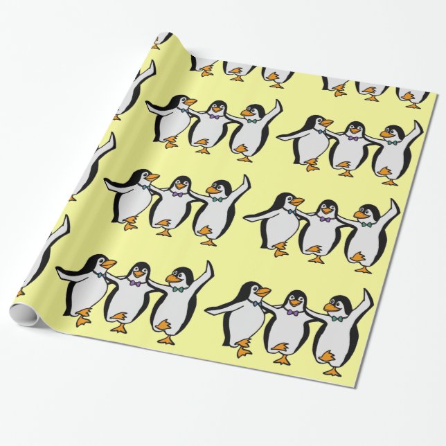 Papel De Regalo Fiesta de cumpleaños de los pingüinos bailarines f (Desenrollado)
