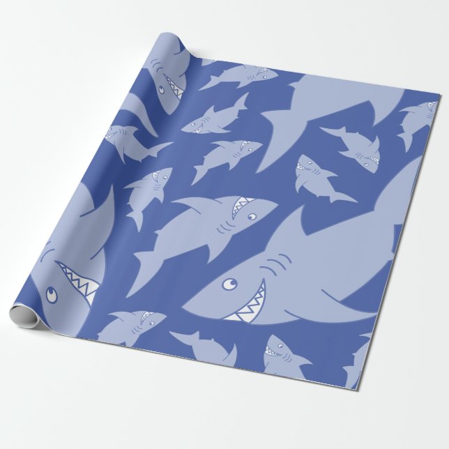 Papel De Regalo Fiesta de cumpleaños de los tiburones (Desenrollado)