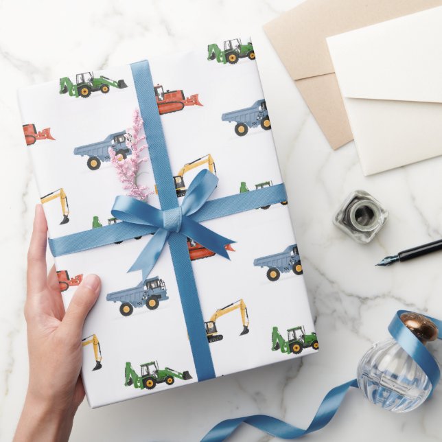 Papel De Regalo Fiesta de cumpleaños de los vehículos de construcc (Regalar)