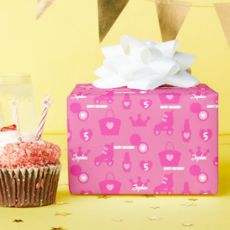 Papel De Regalo Fiesta de cumpleaños de muñecas rosadas, edad de P
