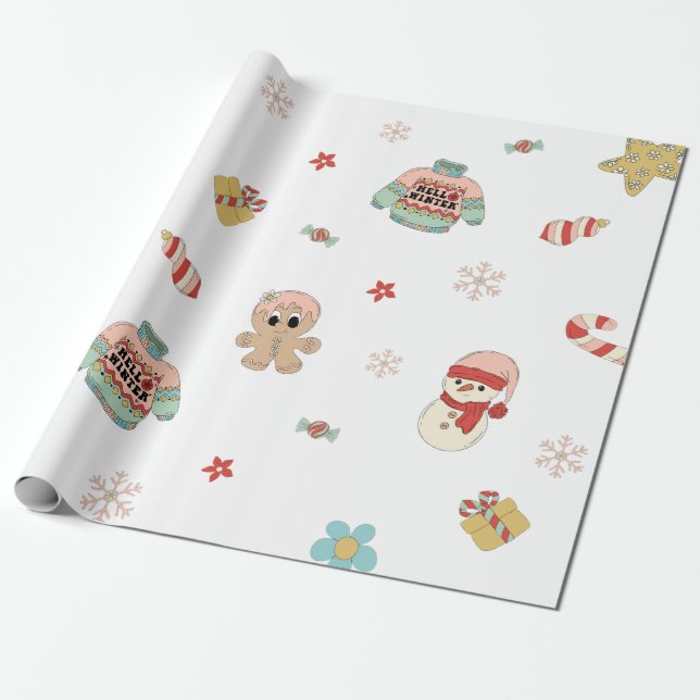 Papel De Regalo Fiesta de cumpleaños de Navidades de invierno (Desenrollado)