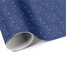 Papel De Regalo Fiesta de Cumpleaños de Niño Confeti Azul