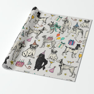 Papel De Regalo fiesta de cumpleaños de perros caprichosos