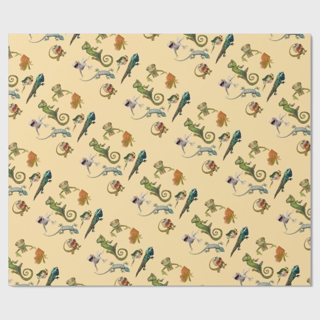 Papel De Regalo Fiesta de cumpleaños de Reptile Brillante (Superficie plana)