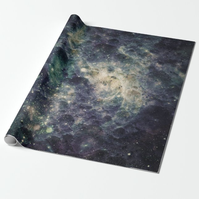 Papel De Regalo Fiesta de Cumpleaños de Roca Espacial de Galaxia D (Desenrollado)