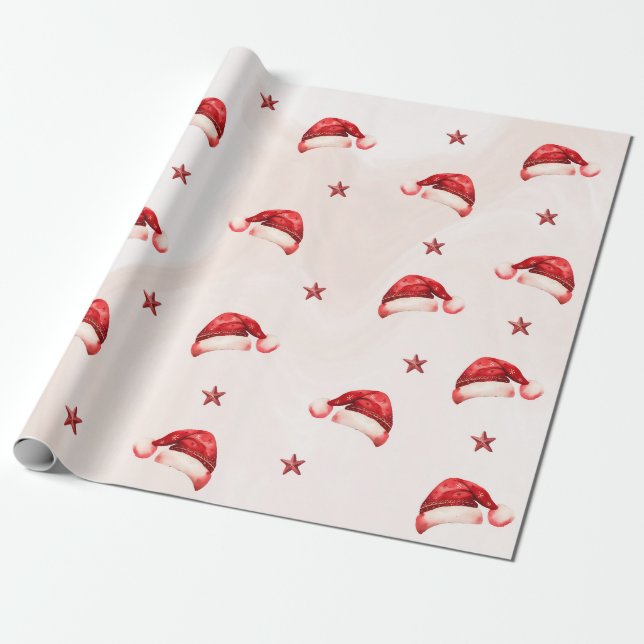 Papel De Regalo Fiesta de cumpleaños de Santa Hat navidades (Desenrollado)