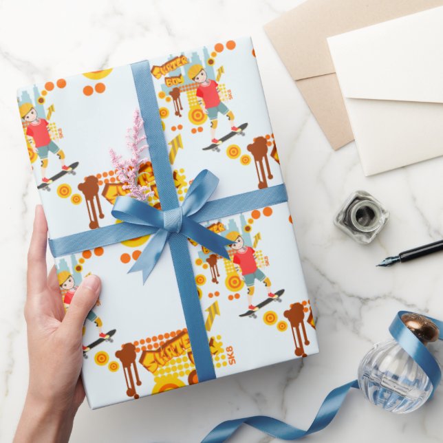 Papel De Regalo Fiesta de cumpleaños de Skate Park Fun Boy (Regalar)