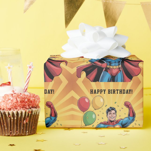 Papel De Regalo Fiesta de cumpleaños de superhéroes niños (Fiesta de cumpleaños )