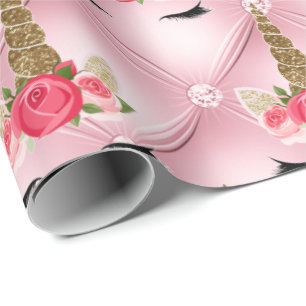 Papel De Regalo Fiesta de Cumpleaños de Unicornio con Purpurina Do