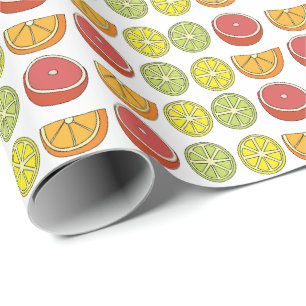 Papel De Regalo Fiesta de Cumpleaños de Verano Colorida Fruta Cítr