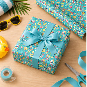 Papel De Regalo Fiesta de cumpleaños de verano en la piscina 2