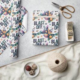 Papel De Regalo Fiesta de cumpleaños del astronauta Blast Off Spac