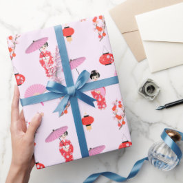 Papel De Regalo Fiesta de cumpleaños del Chica japonés Sakura Cher