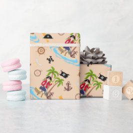 Papel De Regalo Fiesta de cumpleaños del mapa del tesoro del Chica