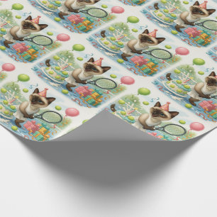 Papel De Regalo Fiesta de cumpleaños del partido del gato del teni