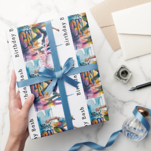 Papel De Regalo Fiesta de cumpleaños del patinador con grafitis co