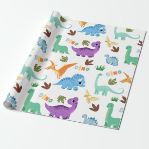 Papel De Regalo Fiesta de cumpleaños del patrón de dinosaurio sin 