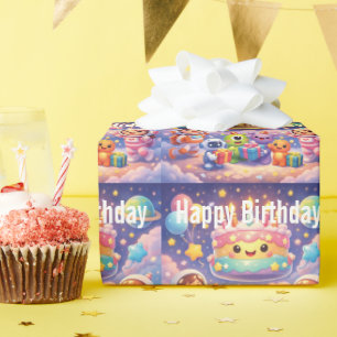 Papel De Regalo Fiesta de cumpleaños en el espacio exterior con as