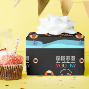 Papel De Regalo Fiesta de Cumpleaños en la Piscina Bruh 