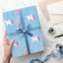 Papel De Regalo Fiesta de cumpleaños mágico de unicornio y hadas