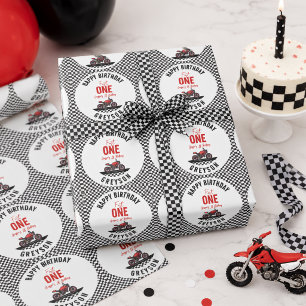 Papel De Regalo Fiesta de cumpleaños número uno del niño de motoci