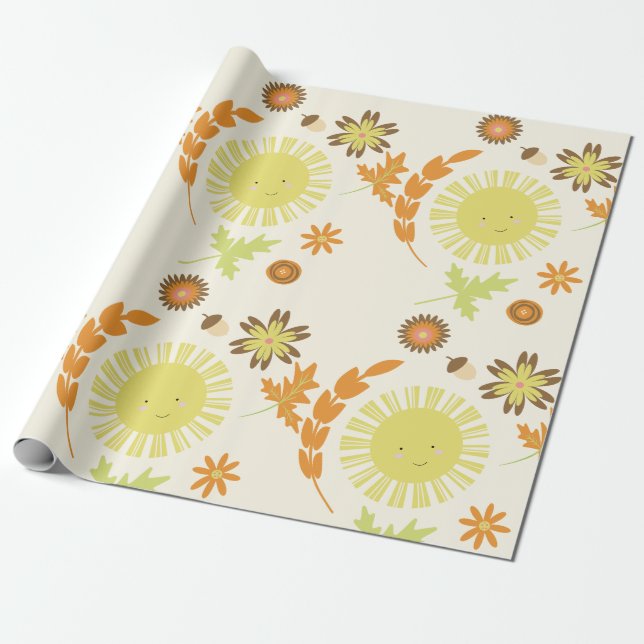 Papel De Regalo Fiesta de Cumpleaños Otoño Sol de Otoño (Desenrollado)