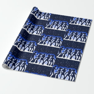 Papel De Regalo Fiesta de danza retro azul