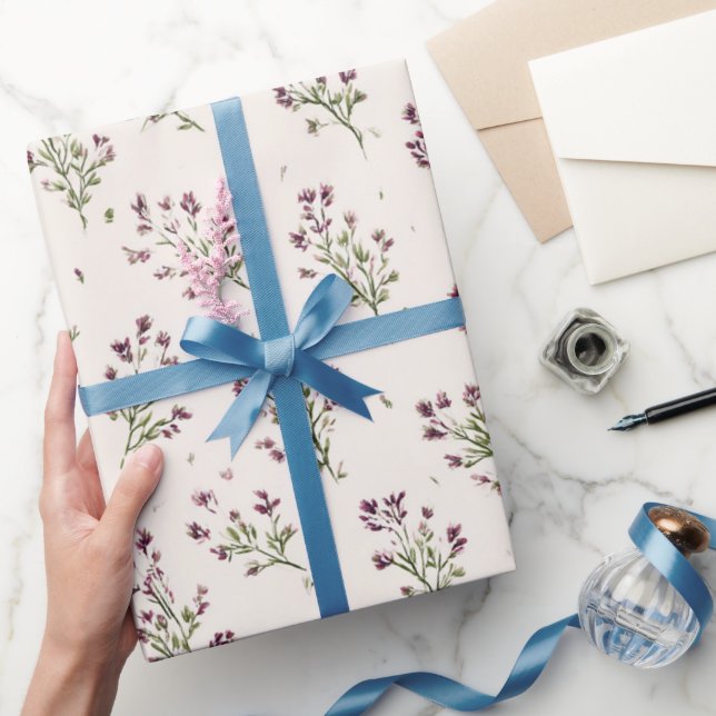 Papel De Regalo Fiesta de Despedida de Soltera de Flores Moradas B (Regalar)