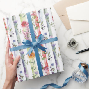 Papel De Regalo Fiesta de Despedida de Soltera de Flores y Rayas P