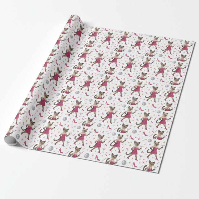 Papel De Regalo Fiesta de Despedida de Soltera de Gato con tema Ro (Desenrollado)