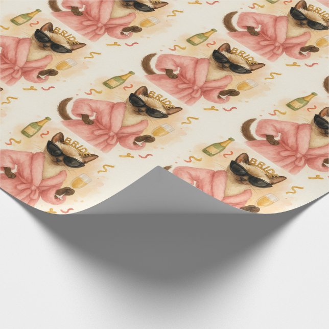 Papel De Regalo Fiesta de Despedida de Soltera de Gato con tema Ro (Esquina)