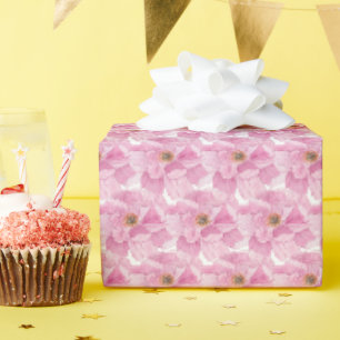 Papel De Regalo Fiesta de Dulces 16 Aquarela Peonía Rosa
