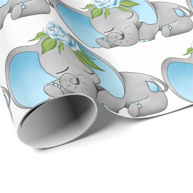 Papel De Regalo Fiesta de elefante de bebé (Esquina del rollo)