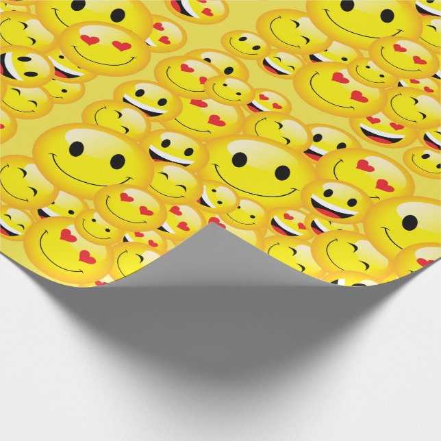 Papel De Regalo Fiesta de Emoji de cumpleaños feliz cara amarilla (Esquina)