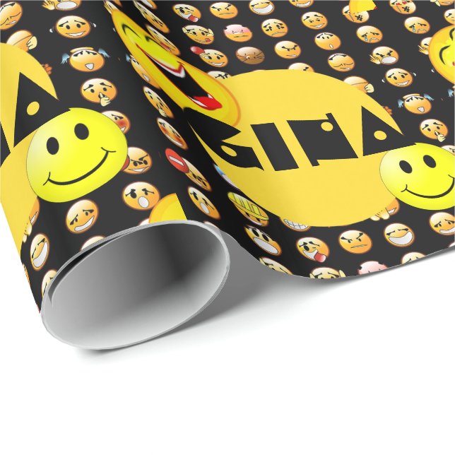 Papel De Regalo Fiesta de emoji personalizado (Esquina del rollo)