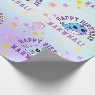Papel De Regalo Fiesta de estrellas de narval morado azul ombre pe