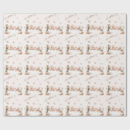 Papel De Regalo Fiesta de flores con gatos