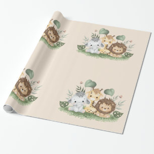 Papel De Regalo Fiesta de flores silvestres safari de animales