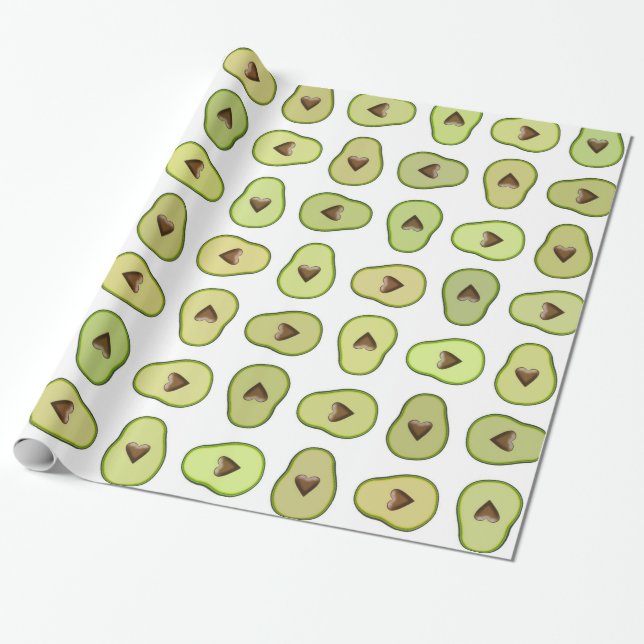Papel De Regalo Fiesta de frutas de corazón de aguacate Baby Showe (Desenrollado)