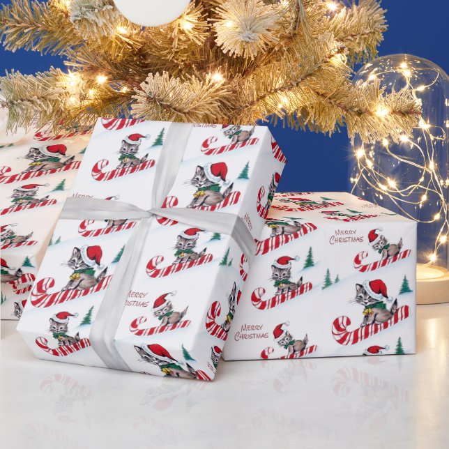 Papel De Regalo Fiesta de gatos Navidades retro (Vacaciones)