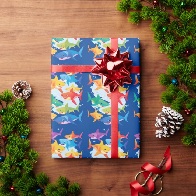 Papel De Regalo Fiesta de globo de globo de cumpleaños de tiburón  (Regalo de vacaciones)