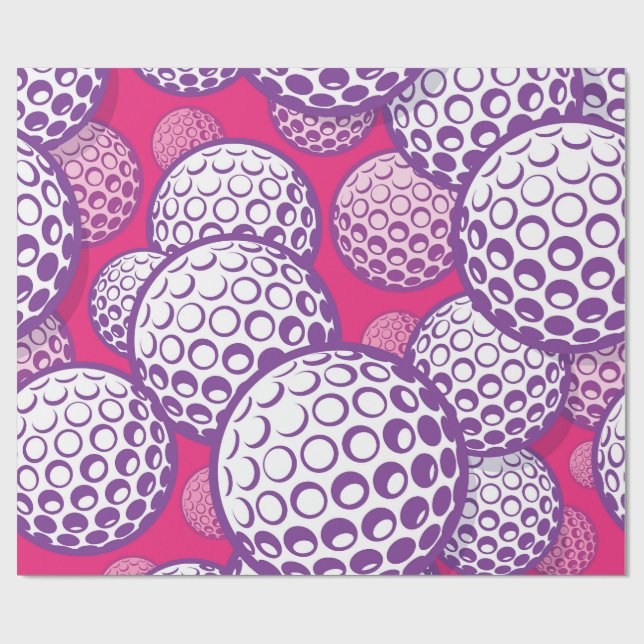 Papel De Regalo Fiesta de golf Purple Birthday (Superficie plana)