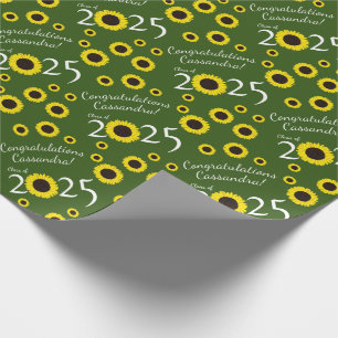 Papel De Regalo Fiesta de Graduación Country Girasoles Verde