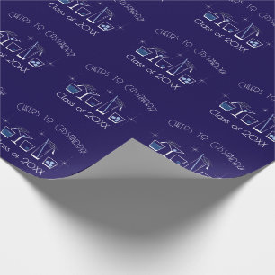 Papel De Regalo Fiesta de Graduación de Gorra y Cóctel Azul Marino